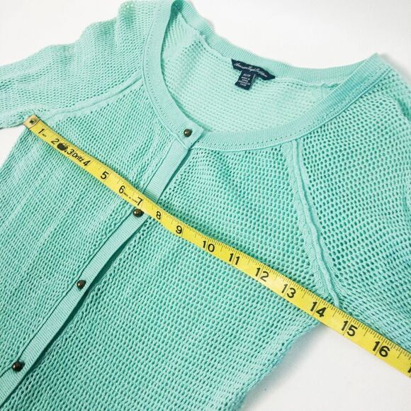 American Eagle Mint Green Mesh Knit Cardigan Sweater Sz XS - Picture 9 of 12